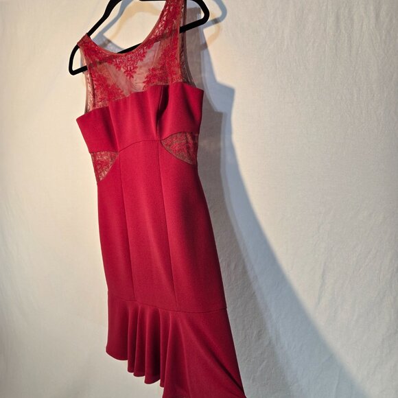 BCBG MAXAZRIA Quite Luxury Fuchsia ENIDA Ruffled Crepe Dress Size 6 LIKE NEW! - Picture 4 of 17